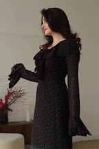 Zara Ruffle V Neck Ditsy Floral Maxi Dress