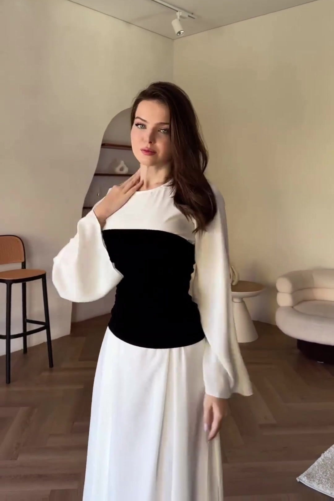 Maya Contrast Flare Sleeve Maxi Dress