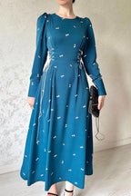 Lina Side Lace Up Floral Midi Dress