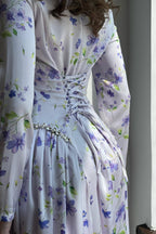 Rhinestone Embellished Slim-Fit Elegant Maxi Dress-Floral