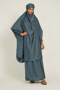 Sophisticated Integrated Hooded Abaya Set-Blue
