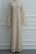 Liora Striped Knit Flare Maxi Dress-Khaki