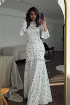 Elena Ruffle Flare Sleeve Floral Maxi Dress