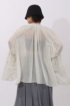 Cleo Ruffle Trim Polka Dot Chiffon Blouse