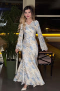 Clara Watercolor Flare Sleeve Midi Dress