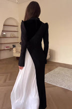 Nora Wrap Side Pleat Color Block Maxi Dress