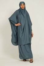Sophisticated Integrated Hooded Abaya Set-Blue