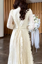 Elowen Scalloped Lace Maxi Dress-White