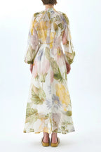 Hazel Floral Print Belted Shirt Midi Dress