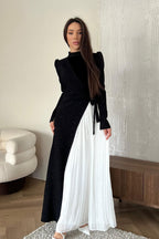 Nora Wrap Side Pleat Color Block Maxi Dress