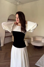 Maya Contrast Flare Sleeve Maxi Dress