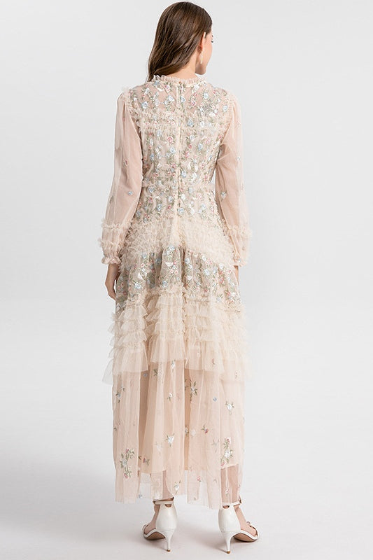 Liora Floral Tulle Ruffle Midi
