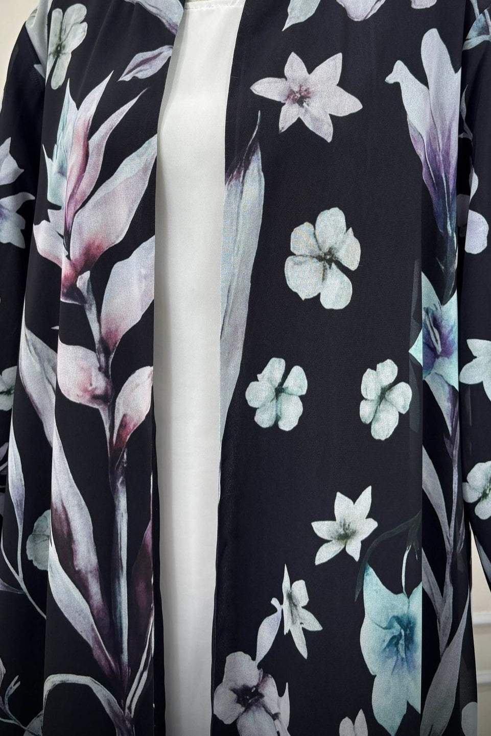 Dark Floral Print Abaya & Matching Hijab Set