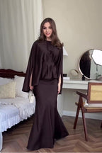 Sahar Cape Sleeve Belted Mermaid Co-ord