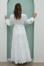Eyelet Embroidered Tiered Maxi Dress
