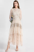 Liora Floral Tulle Ruffle Midi