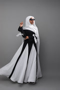 Black & White Color-Blocked Modest Maxi Dress