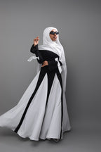 Black & White Color-Blocked Modest Maxi Dress