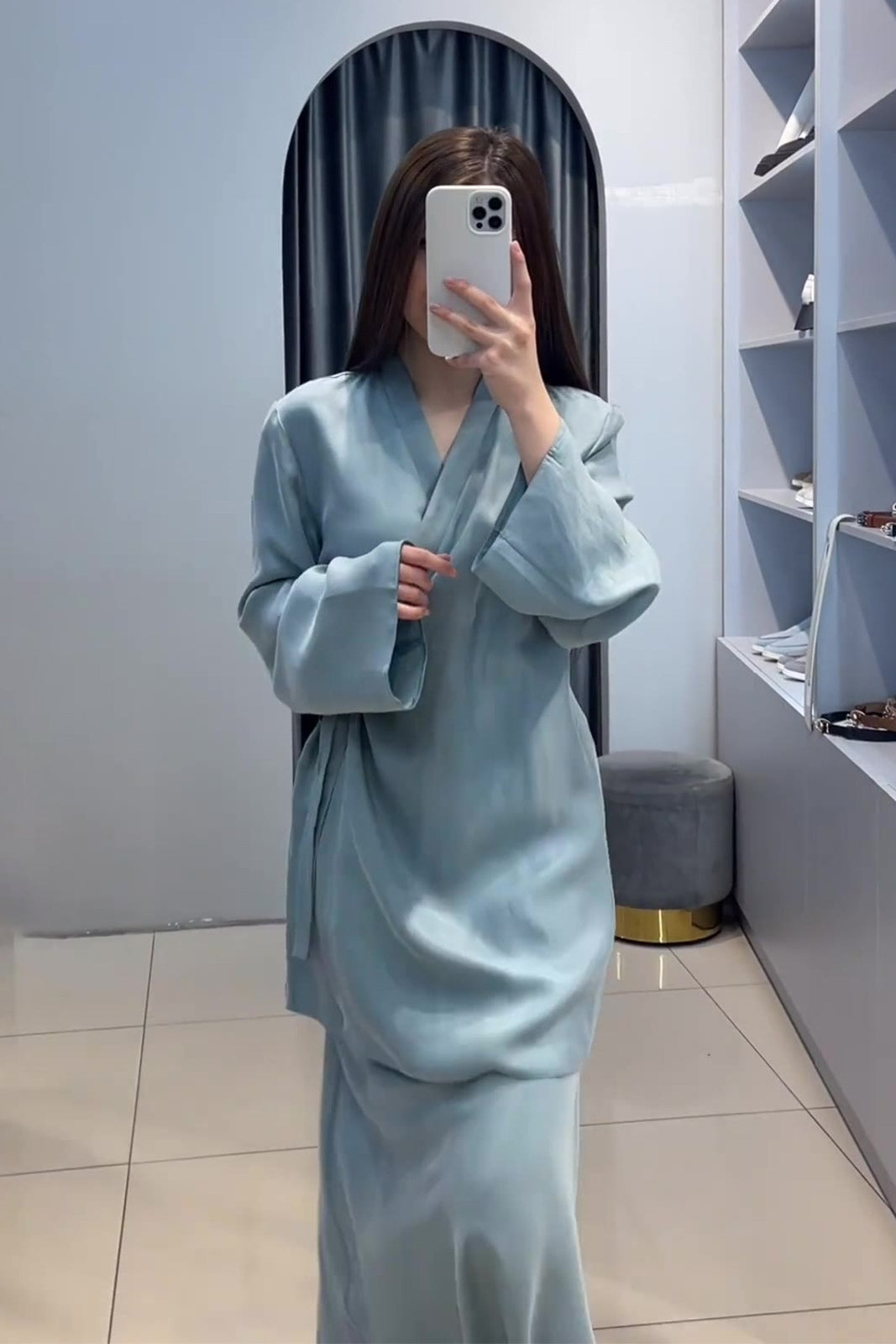 Hana Wrap Tie Satin Two Piece Co-ord
