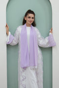 Floral Bloom Sheer Mesh Open Abaya-Purple