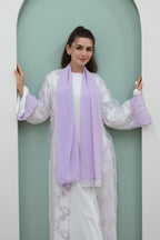 Floral Bloom Sheer Mesh Open Abaya-Purple