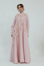 Lily Floral Applique Maxi Dress-Pink