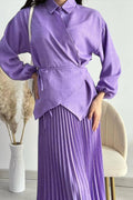 Chic Sculptural Pleats Spring Set-Purple
