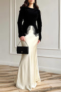 Bella Velvet Satin Lace Maxi Dress