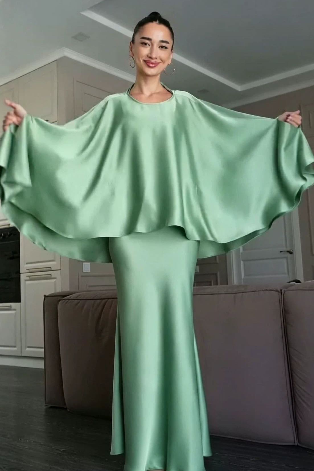 Olivia Cape Sleeve Maxi Dress