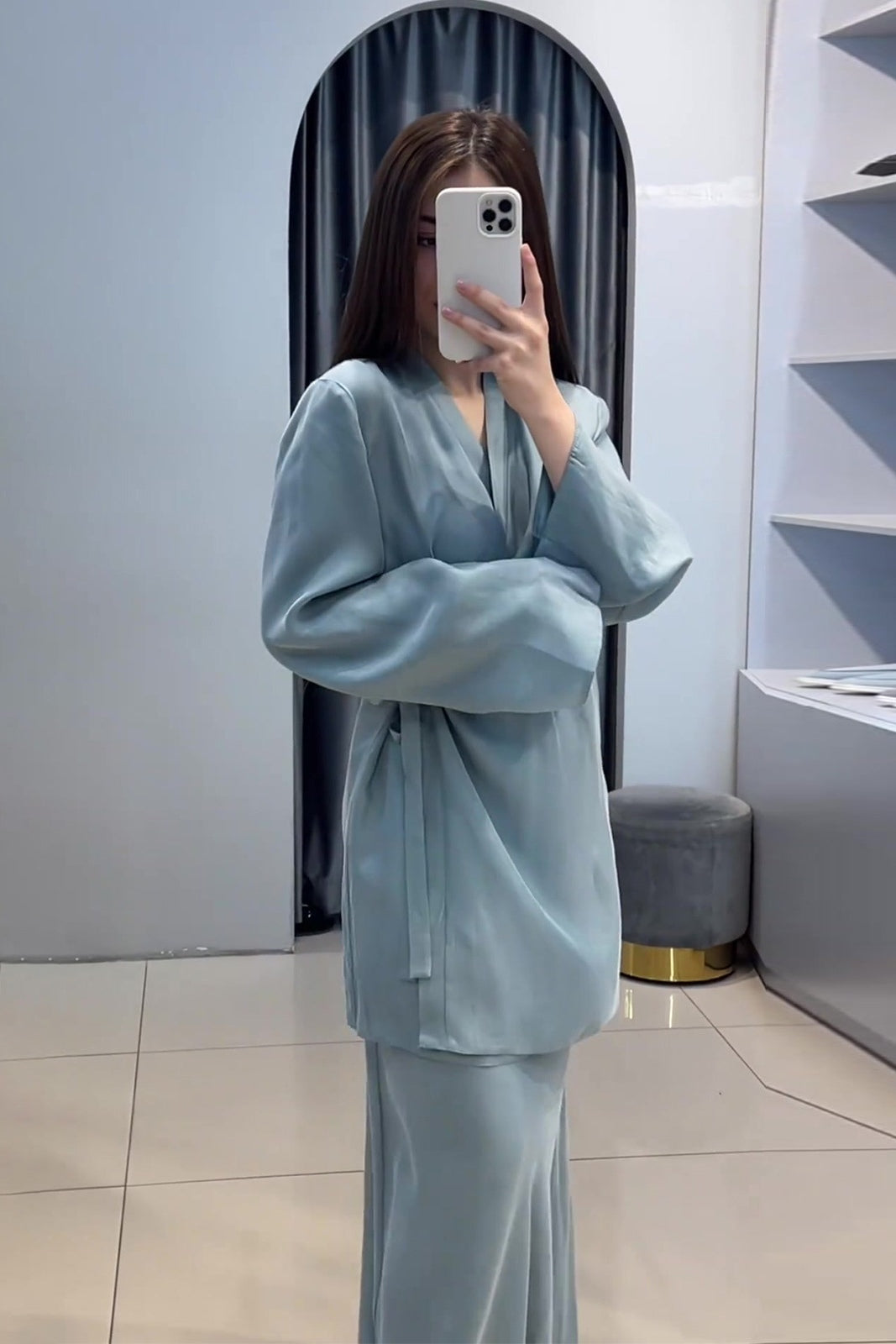 Hana Wrap Tie Satin Two Piece Co-ord