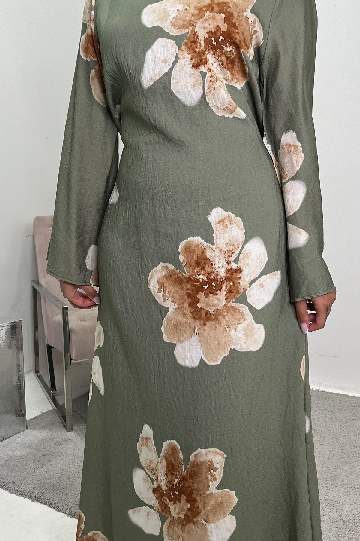 Bloom Floral Maxi Dress-Green