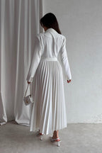 Amara Blazer Pleated Maxi Dress-White