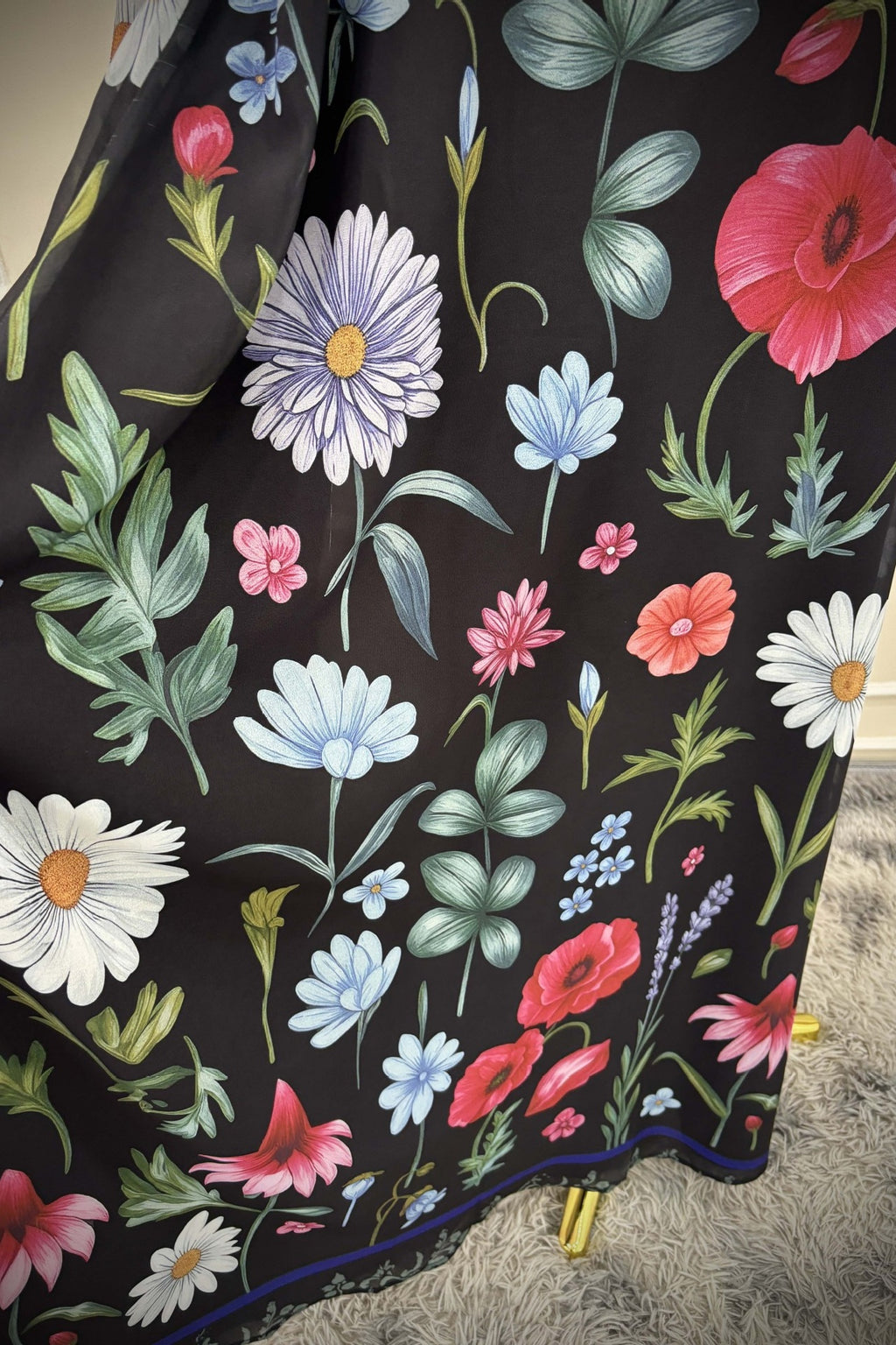 Elegant Floral Print Open Abaya & Matching Hijab Set