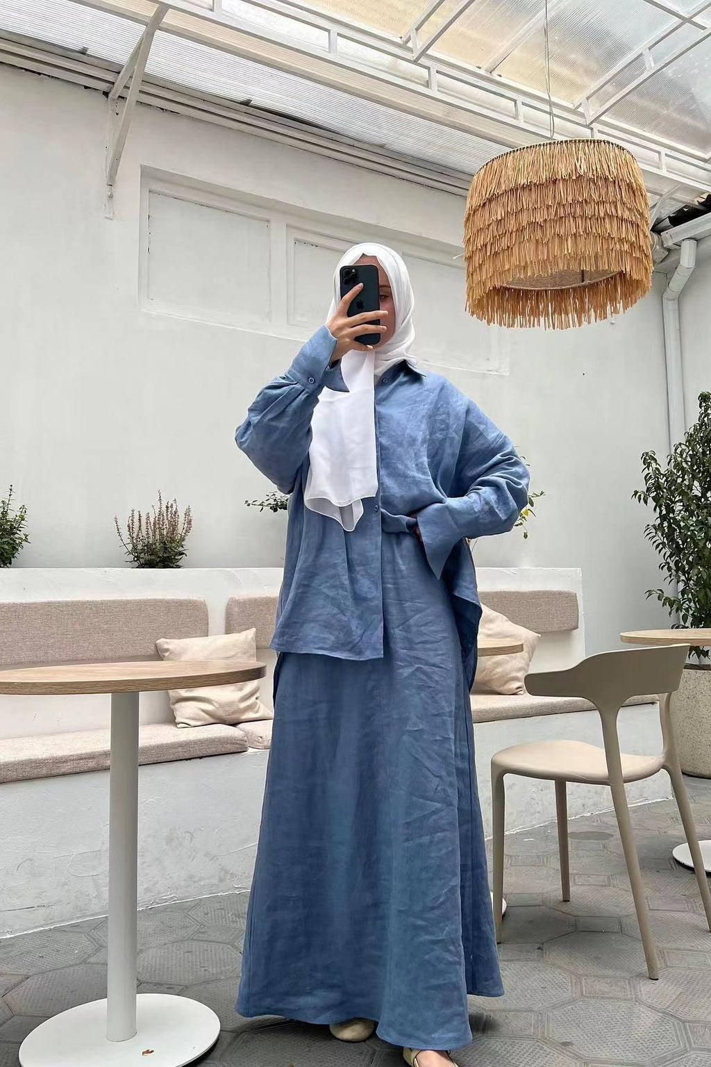 Minimalist Slouchy Utility Set-Blue