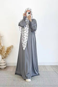 Luminous Liquid-Satin Maxi Dress-Grey