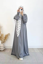 Luminous Liquid-Satin Maxi Dress-Grey