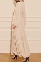 Minimalist Pleated Round-Neck Modest Maxi Dress