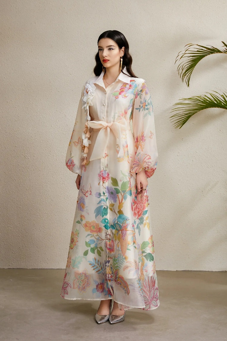Maya Floral Applique Maxi Dress