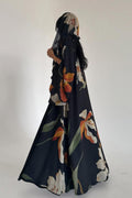Bold Floral Print Open Abaya & Matching Hijab Set