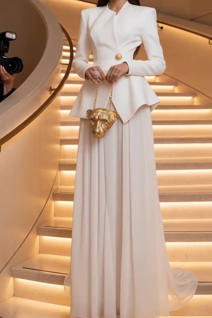 Asymmetric Blazer & Pleated Ensemble