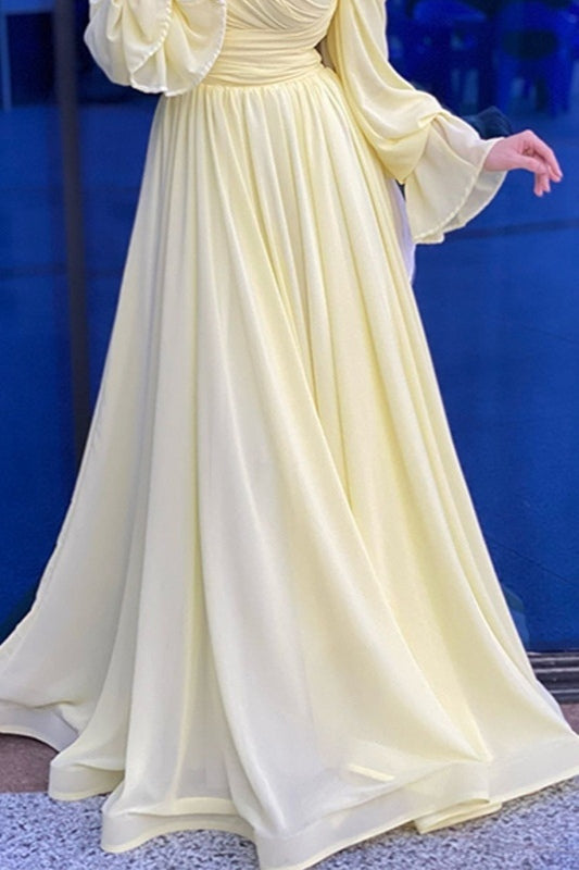 Elegant Pleated Chiffon Maxi Dress