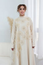 Lily Floral Applique Maxi Dress-Apricot