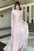 Ruched Bodice Asymmetric Drape Maxi Dress