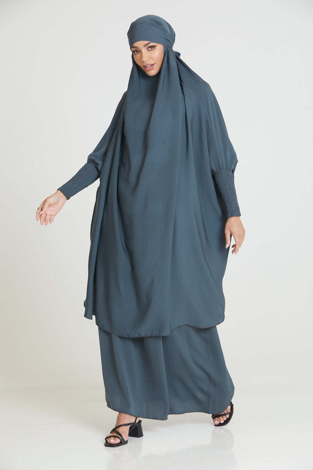 Sophisticated Integrated Hooded Abaya Set-NavyBlue