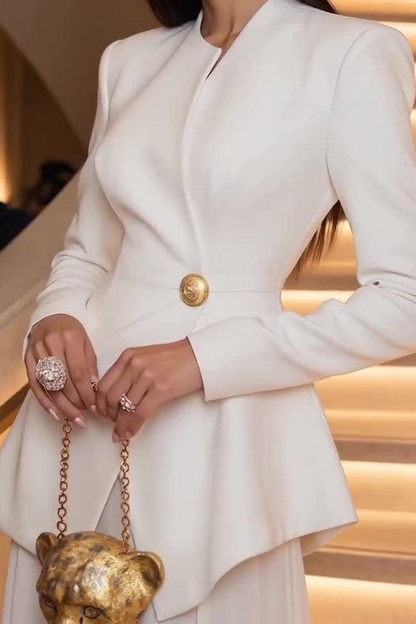 Asymmetric Blazer & Pleated Ensemble