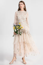 Liora Floral Tulle Ruffle Midi