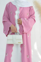 Floral Embroidered Open Abaya Dress