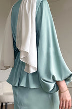 Modest Two-Piece Mermaid Dress & Kimono Set-Green