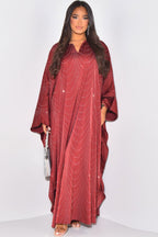 Starlit Rhinestone Embellished Evening Gown-Red
