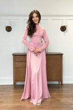 Rhinestone Embellished Slim-Fit Elegant Maxi Dress-Pink